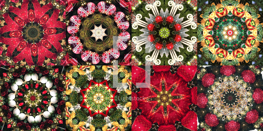 eight part Christmas kaleidoscope, appropriate for a seamless tile