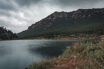 Colorado mountains and rocky face lake 