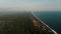 Aerial Wide Shot View Of Monterrico Reserve At The Pacific Coast Of Guatemala. 