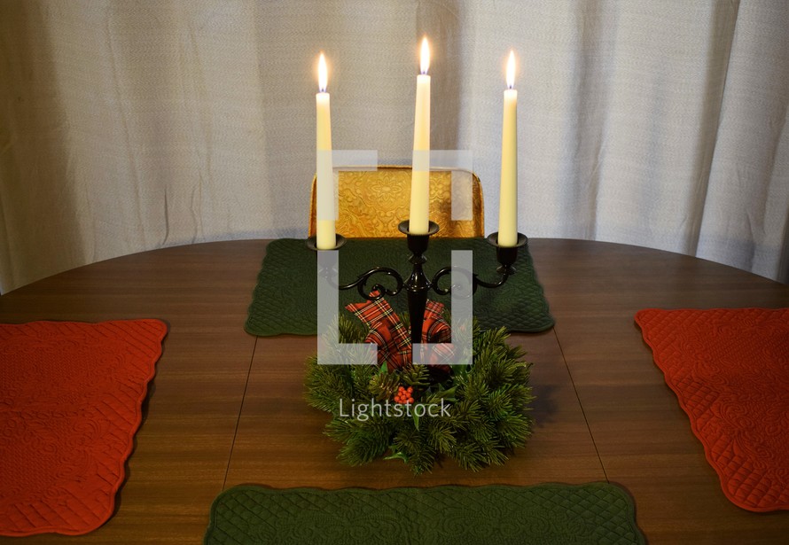 Christmas candles on a table 
