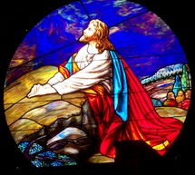 Jesus praying in the garden stained glass window 