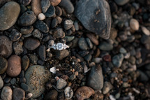 diamond ring in gravel 