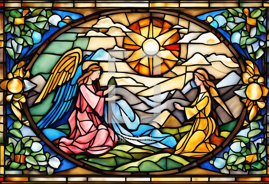 Stained Glass Angels Illustration 