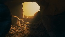 glowing light from an empty tomb