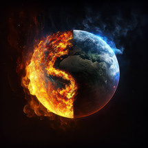 Symbolic illustration of the prophecy - The Earth will burn. Apocalypse concept