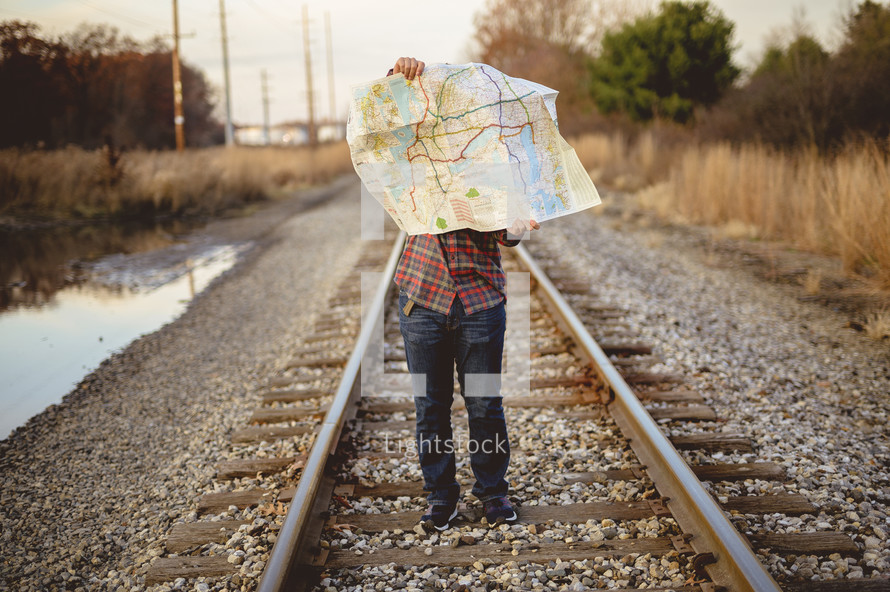 man reading a map 