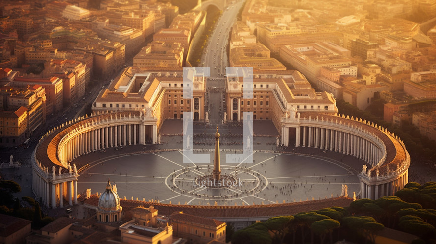 St Peters Square in the Vatican at the break of dawn