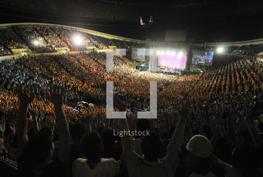 large group worship service in a stadium