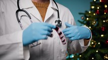 Medical operator getting ready to celebrate Christmas 