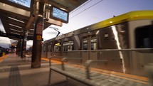 Light Rail Train Arriving on Platform