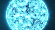 Close-up of a radiant celestial body a blue star in outer space.