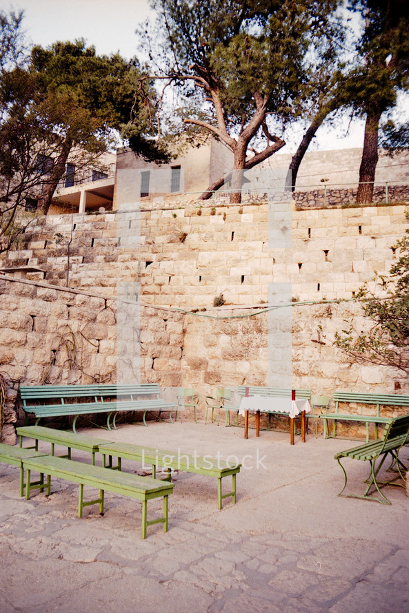 Benches in a public area in Jerusalem