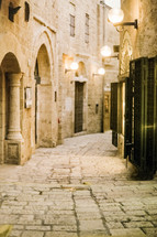 Stone street between buildings in Jaffa, Israel