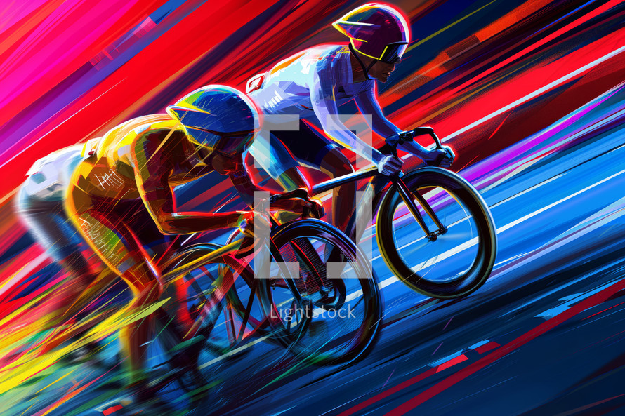 AI Generated Image. Pop art Illustration of International sport competition. Cycling