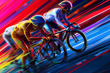AI Generated Image. Pop art Illustration of International sport competition. Cycling