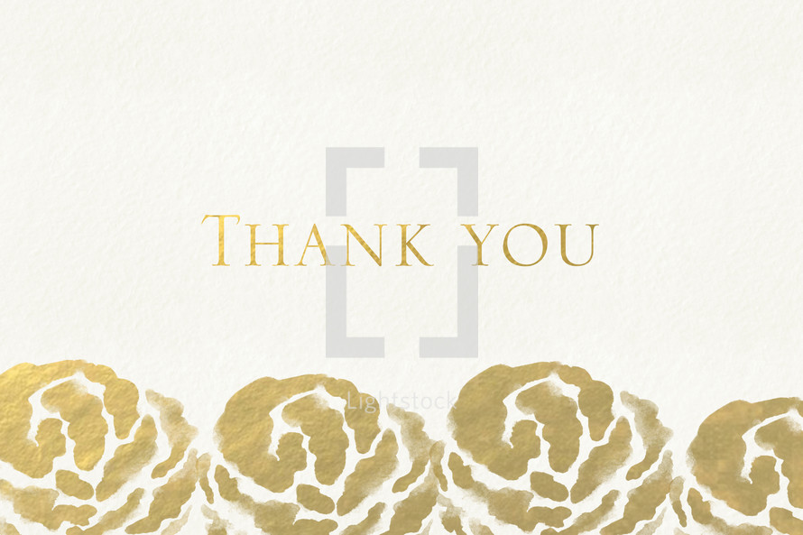 Thank you and flower border in gold 