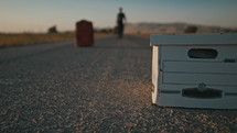 file box in the middle of a road 