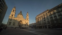 Budapest Hungary - St. Stephen's Basilica - Sunset Timelapse