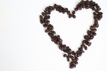 heart shape in coffee beans 
