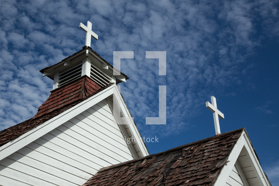 crosses on a church roof 