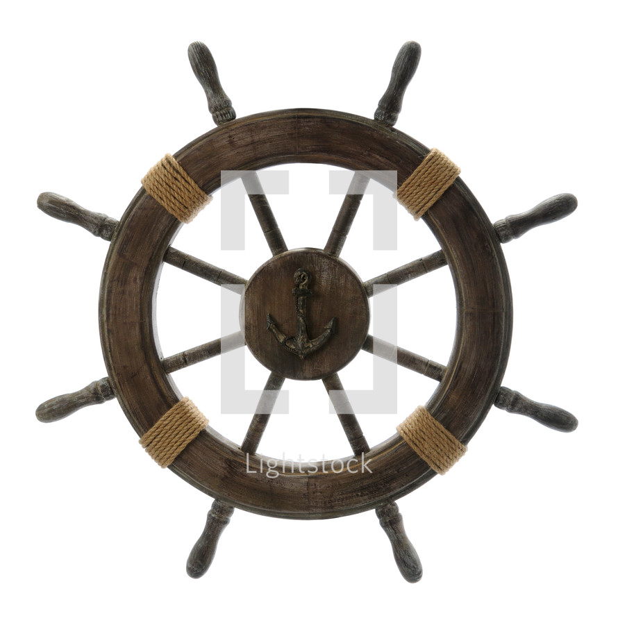 Vintage ship wheel.