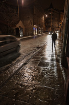 damp sidewalks and streets in Scotland