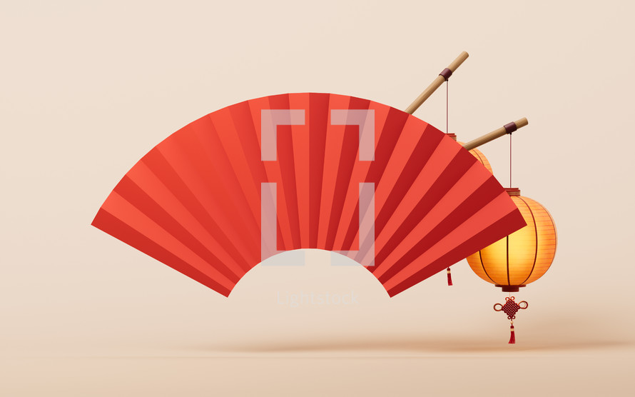 Ancient Chinese fan background, 3d rendering.