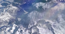 Snowy mountain range from the sky
