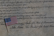 John Adams, Declaration of Independence and American flag 