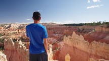 Hiker watching Beautiful view in Bryce Canyon National Park is a located in southwestern Utah in the United States
