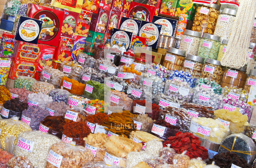 Vietnamese candy store, central market Ho Chi Minh City