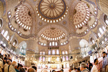 Inside the Blue Mosque (SULTANAHMET CAMII)  istanbul, turkey,- editorial use only