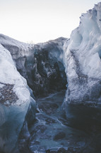 a ravine in a glacier 