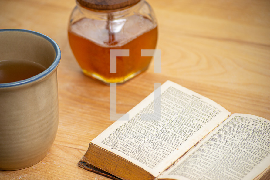 tea with honey while reading a book 