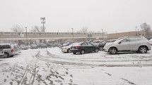 winter snow in a parking lot 