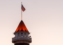 American Flag on a lighthouse tower 