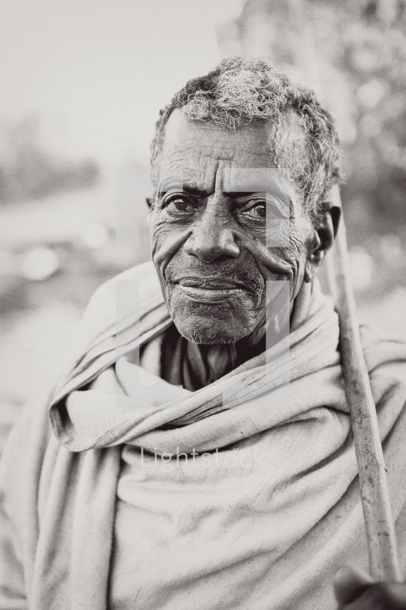 elderly Ethiopian shepherd 
