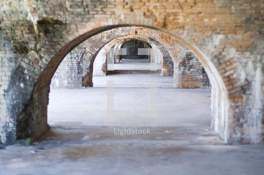 stone arches in a cellar 