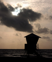 silhouette of a lifeguard stand 