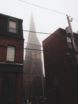 steeple in fog 