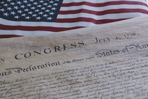 Declaration of Independence and American flag 