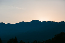 mountain silhouettes at sunset 