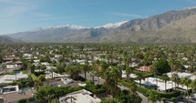 Aerial Drone view of Midcentury Houses in Palm Springs California. Famous architecture in Palm Springs, California