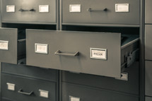 open filing cabinet drawers 
