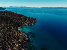 Aerial photograph of the shoreline of Lake Tahoe