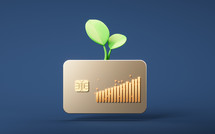 Bank card with 3d cartoon style, 3d rendering.