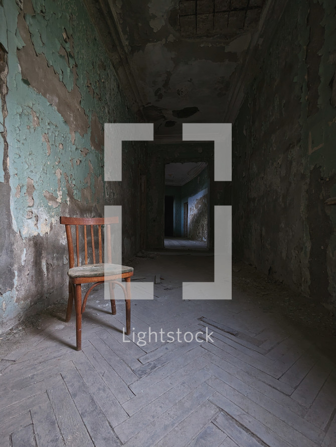 Chair in the abandoned building