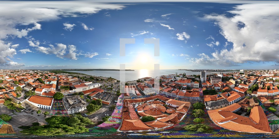 360 aerial photo taken with drone of Centro Histórico de São Luís in São Luís, Maranhão, Brazil