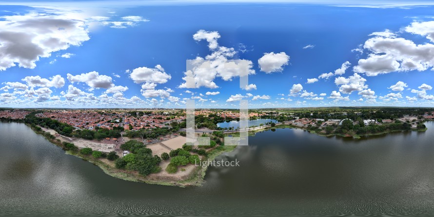 360 aerial photo taken with drone of Parque Lagoas do Norte (North Ponds Park) in Teresina, Piauí, Brazil