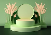 3d green grass podium for product display and presentation